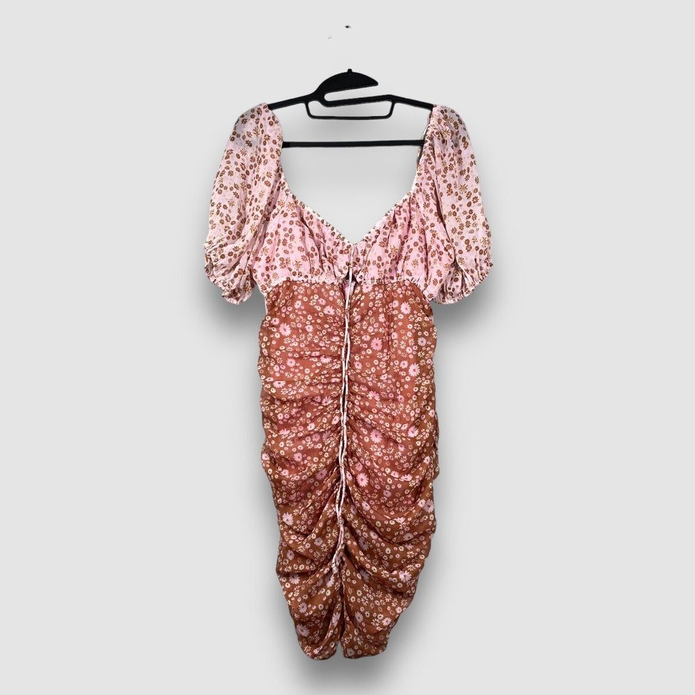 Free People Pink and Brown Floral Mini Dress